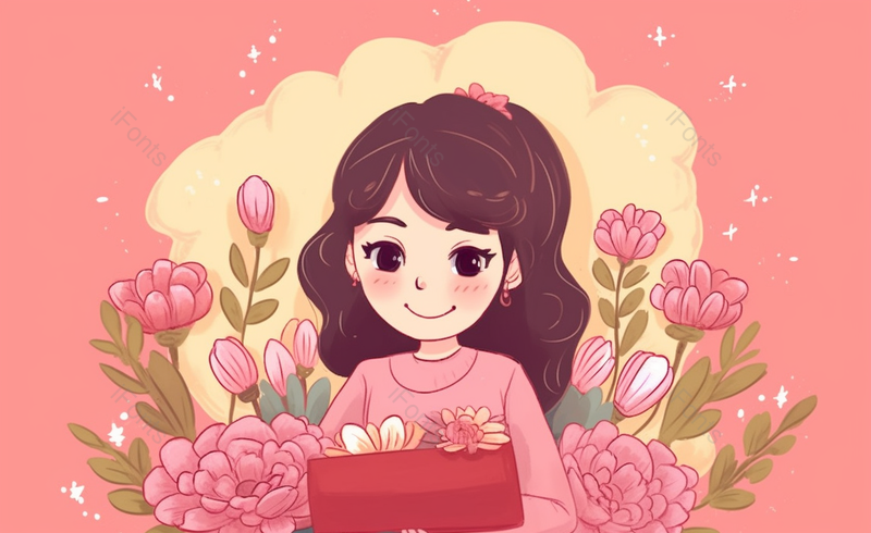 收到礼物康乃馨教师节背景图,插画/手绘图,插画/手绘图库,插画/手绘图下载,插画/手绘